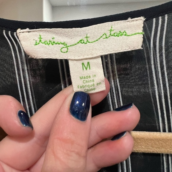 Sheer navy & white stripped flowy blouse - Picture 11 of 11